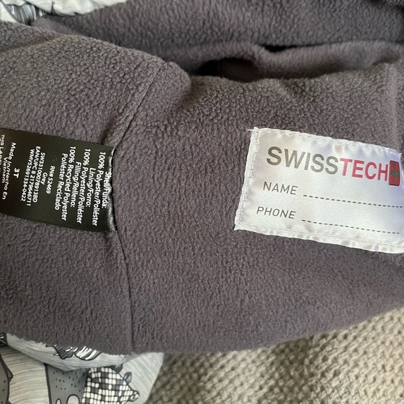 NWOT SwissTech Boy’s Gray Puffer Hooded Coat w/Dinosaur Pattern; Size 3T - Picture 7 of 10